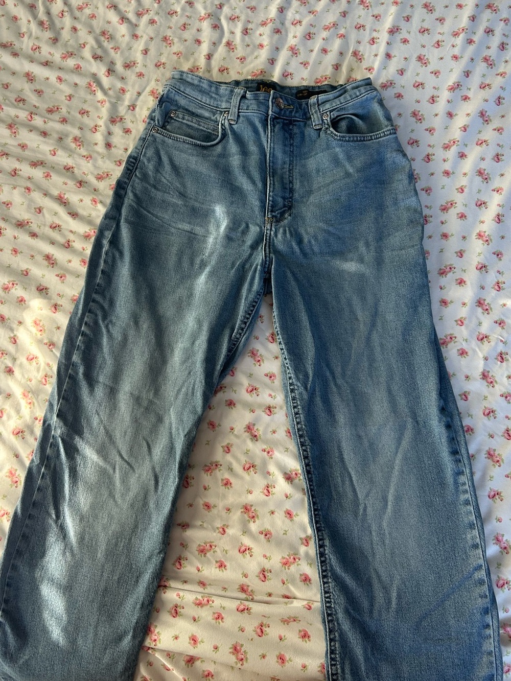 LEE Classic Blue High Rise Straight-Leg Jeans